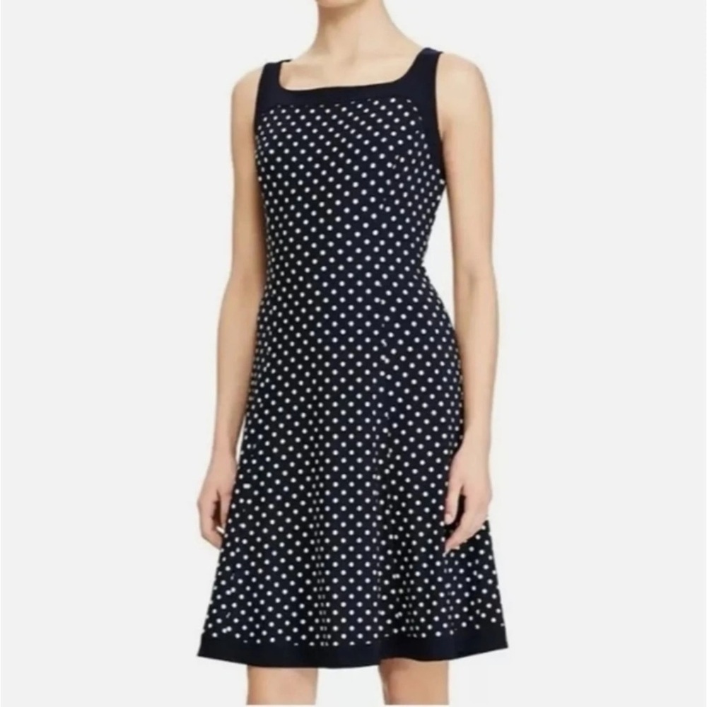 Chaps Black and White Polka Dot Dress
